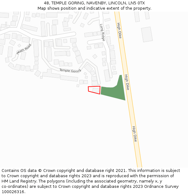 48, TEMPLE GORING, NAVENBY, LINCOLN, LN5 0TX: Location map and indicative extent of plot