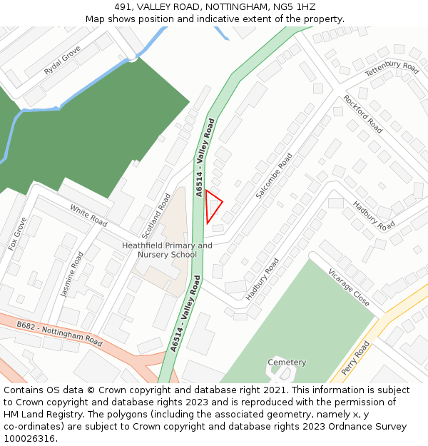 491, VALLEY ROAD, NOTTINGHAM, NG5 1HZ: Location map and indicative extent of plot