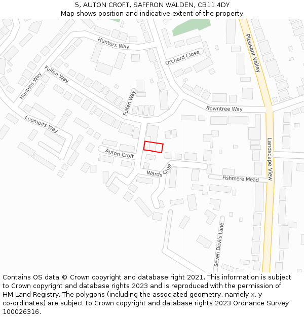 5, AUTON CROFT, SAFFRON WALDEN, CB11 4DY: Location map and indicative extent of plot