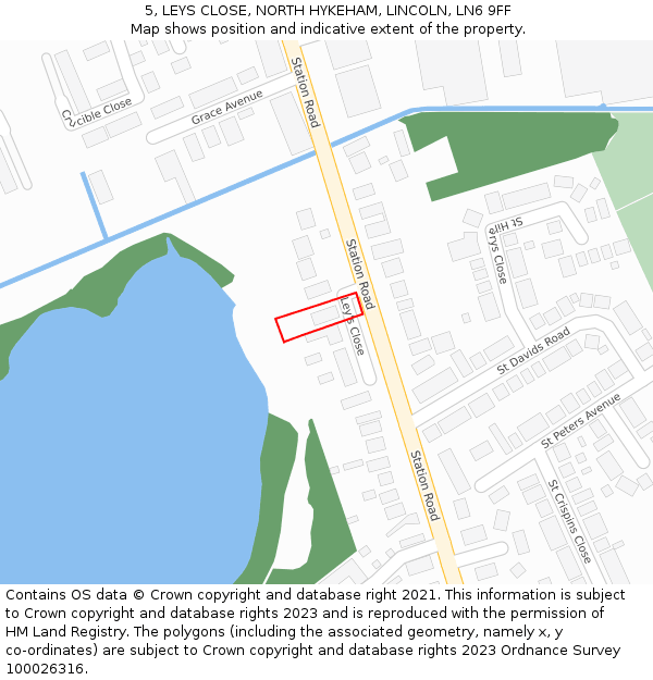 5, LEYS CLOSE, NORTH HYKEHAM, LINCOLN, LN6 9FF: Location map and indicative extent of plot