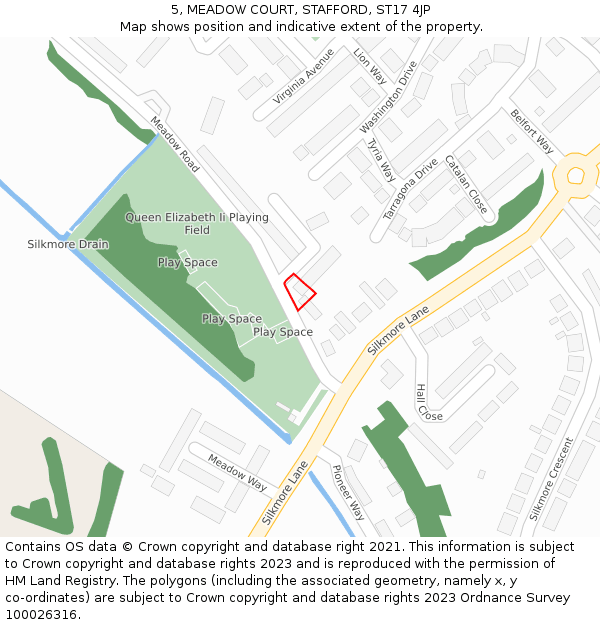 5, MEADOW COURT, STAFFORD, ST17 4JP: Location map and indicative extent of plot