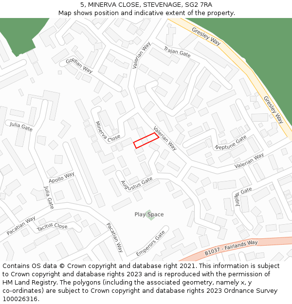 5, MINERVA CLOSE, STEVENAGE, SG2 7RA: Location map and indicative extent of plot