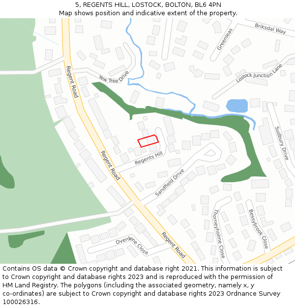 5, REGENTS HILL, LOSTOCK, BOLTON, BL6 4PN: Location map and indicative extent of plot