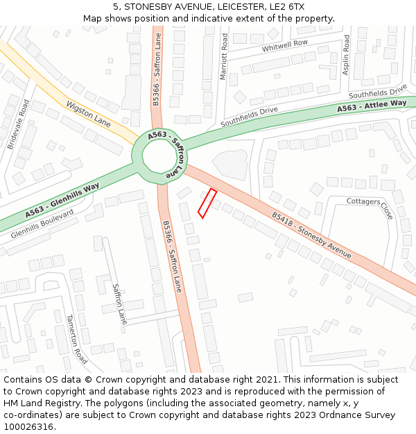 5, STONESBY AVENUE, LEICESTER, LE2 6TX: Location map and indicative extent of plot