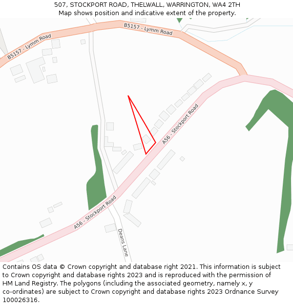 507, STOCKPORT ROAD, THELWALL, WARRINGTON, WA4 2TH: Location map and indicative extent of plot