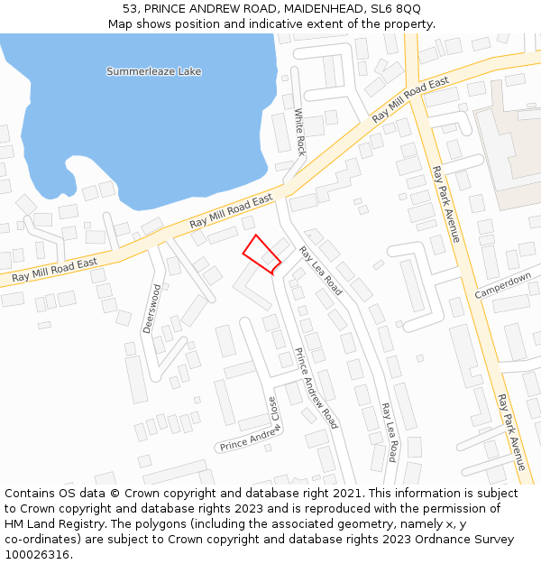 53, PRINCE ANDREW ROAD, MAIDENHEAD, SL6 8QQ: Location map and indicative extent of plot
