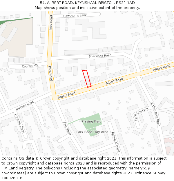 54, ALBERT ROAD, KEYNSHAM, BRISTOL, BS31 1AD: Location map and indicative extent of plot