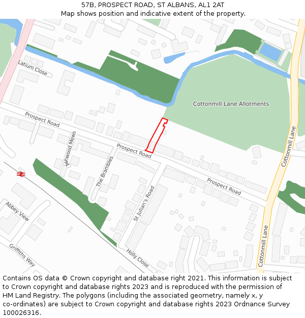 57B, PROSPECT ROAD, ST ALBANS, AL1 2AT: Location map and indicative extent of plot