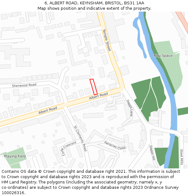 6, ALBERT ROAD, KEYNSHAM, BRISTOL, BS31 1AA: Location map and indicative extent of plot