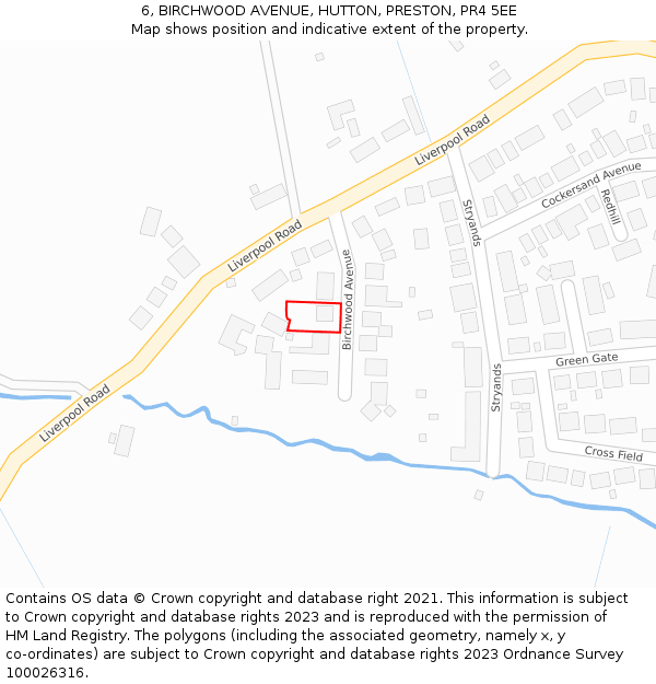 6, BIRCHWOOD AVENUE, HUTTON, PRESTON, PR4 5EE: Location map and indicative extent of plot
