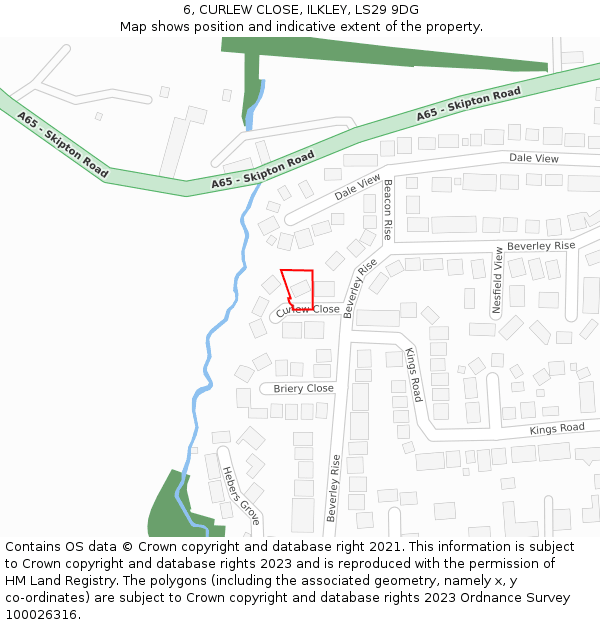 6, CURLEW CLOSE, ILKLEY, LS29 9DG: Location map and indicative extent of plot