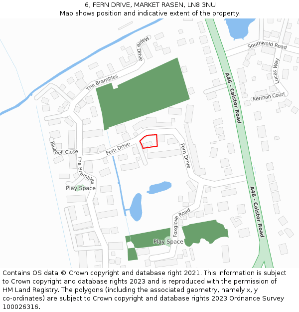 6, FERN DRIVE, MARKET RASEN, LN8 3NU: Location map and indicative extent of plot