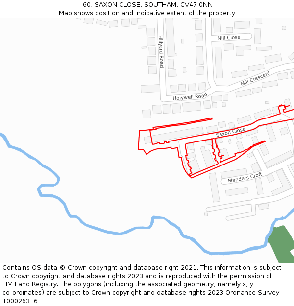60, SAXON CLOSE, SOUTHAM, CV47 0NN: Location map and indicative extent of plot