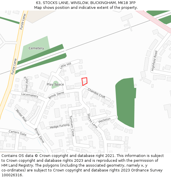 63, STOCKS LANE, WINSLOW, BUCKINGHAM, MK18 3FP: Location map and indicative extent of plot
