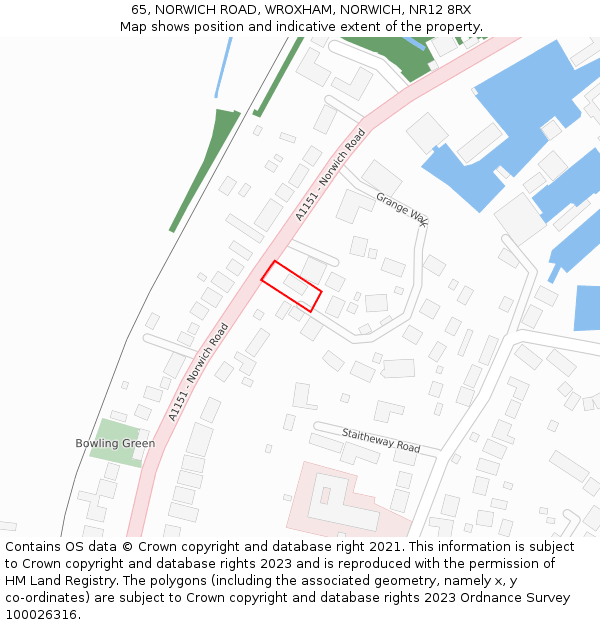 65, NORWICH ROAD, WROXHAM, NORWICH, NR12 8RX: Location map and indicative extent of plot