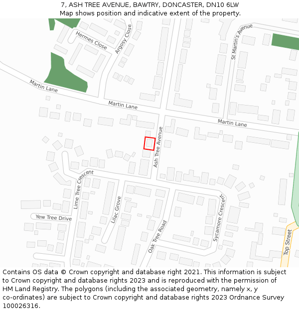 7, ASH TREE AVENUE, BAWTRY, DONCASTER, DN10 6LW: Location map and indicative extent of plot