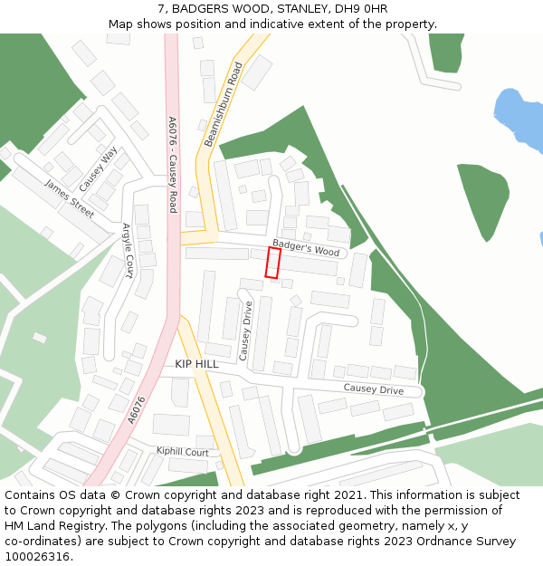 7, BADGERS WOOD, STANLEY, DH9 0HR: Location map and indicative extent of plot