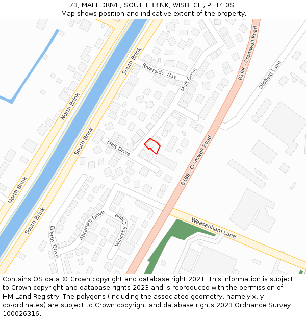 73, MALT DRIVE, SOUTH BRINK, WISBECH, PE14 0ST: Location map and indicative extent of plot