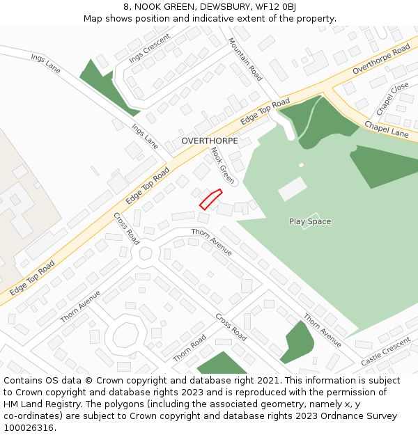8, NOOK GREEN, DEWSBURY, WF12 0BJ: Location map and indicative extent of plot