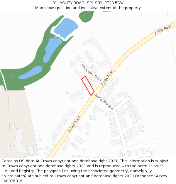 81, ASHBY ROAD, SPILSBY, PE23 5DW: Location map and indicative extent of plot