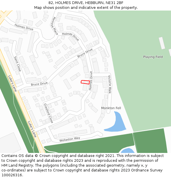 82, HOLMES DRIVE, HEBBURN, NE31 2BF: Location map and indicative extent of plot