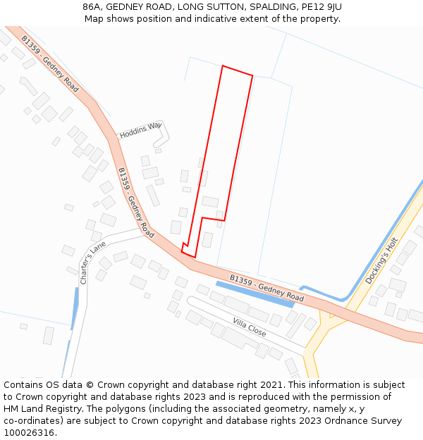 86A, GEDNEY ROAD, LONG SUTTON, SPALDING, PE12 9JU: Location map and indicative extent of plot