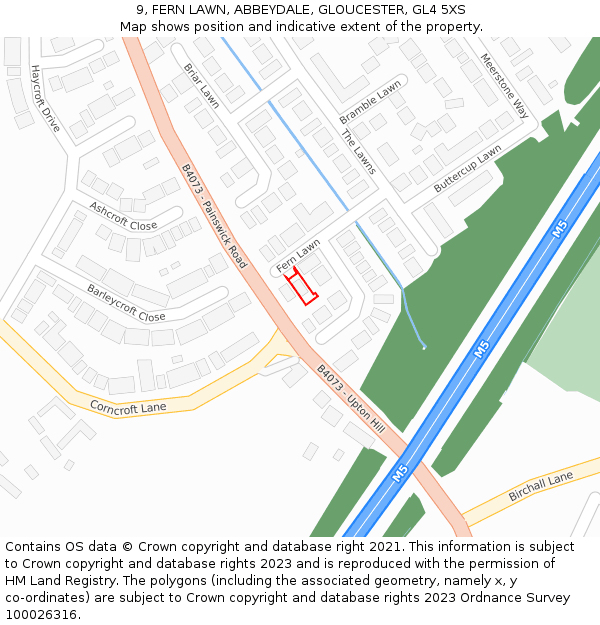 9, FERN LAWN, ABBEYDALE, GLOUCESTER, GL4 5XS: Location map and indicative extent of plot