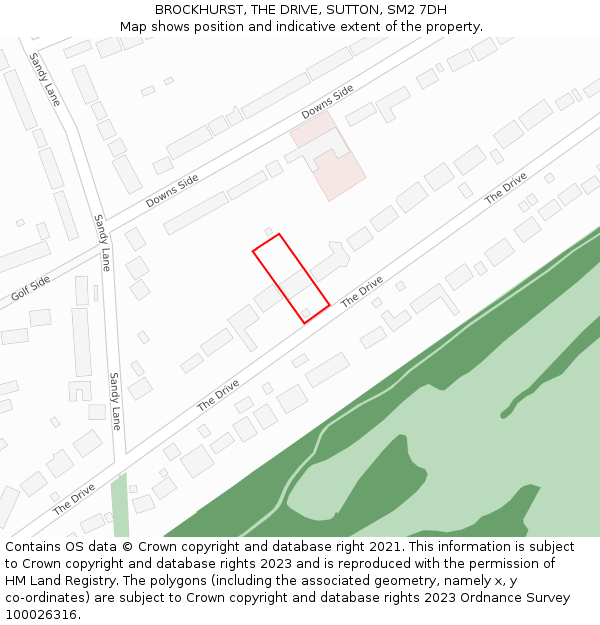 BROCKHURST, THE DRIVE, SUTTON, SM2 7DH: Location map and indicative extent of plot