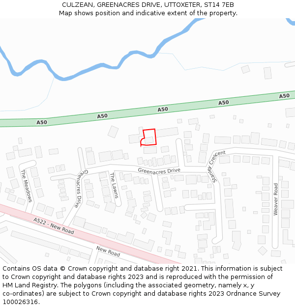 CULZEAN, GREENACRES DRIVE, UTTOXETER, ST14 7EB: Location map and indicative extent of plot