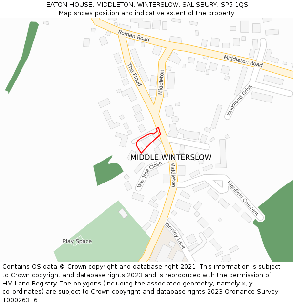 EATON HOUSE, MIDDLETON, WINTERSLOW, SALISBURY, SP5 1QS: Location map and indicative extent of plot