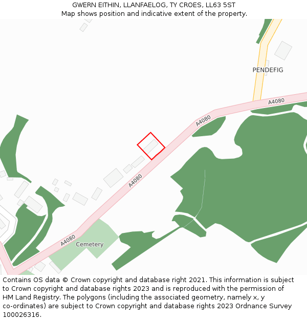 GWERN EITHIN, LLANFAELOG, TY CROES, LL63 5ST: Location map and indicative extent of plot