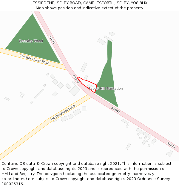 JESSIEDENE, SELBY ROAD, CAMBLESFORTH, SELBY, YO8 8HX: Location map and indicative extent of plot