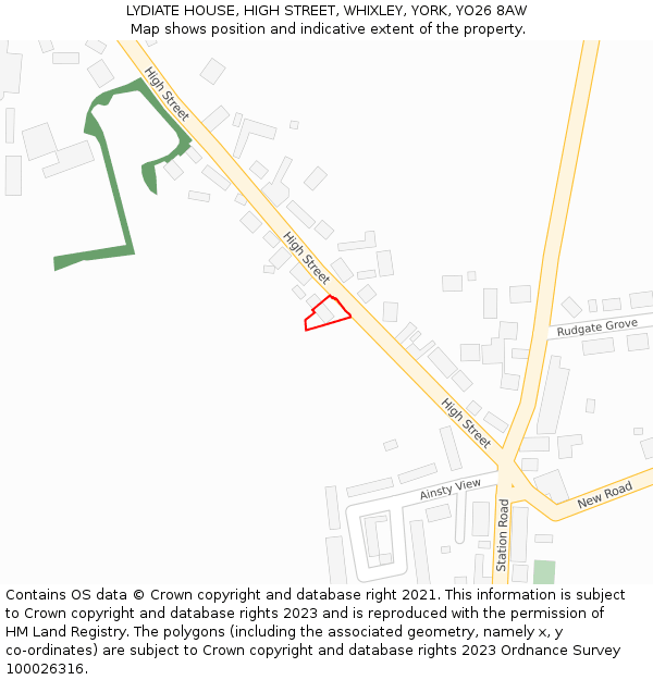 LYDIATE HOUSE, HIGH STREET, WHIXLEY, YORK, YO26 8AW: Location map and indicative extent of plot
