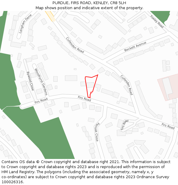 PURDUE, FIRS ROAD, KENLEY, CR8 5LH: Location map and indicative extent of plot