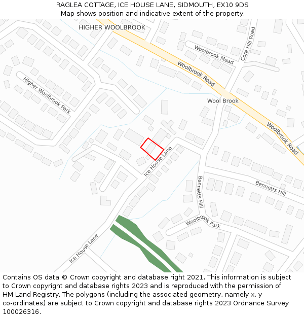 RAGLEA COTTAGE, ICE HOUSE LANE, SIDMOUTH, EX10 9DS: Location map and indicative extent of plot