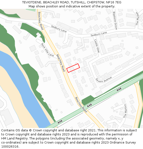 TEVIOTDENE, BEACHLEY ROAD, TUTSHILL, CHEPSTOW, NP16 7EG: Location map and indicative extent of plot