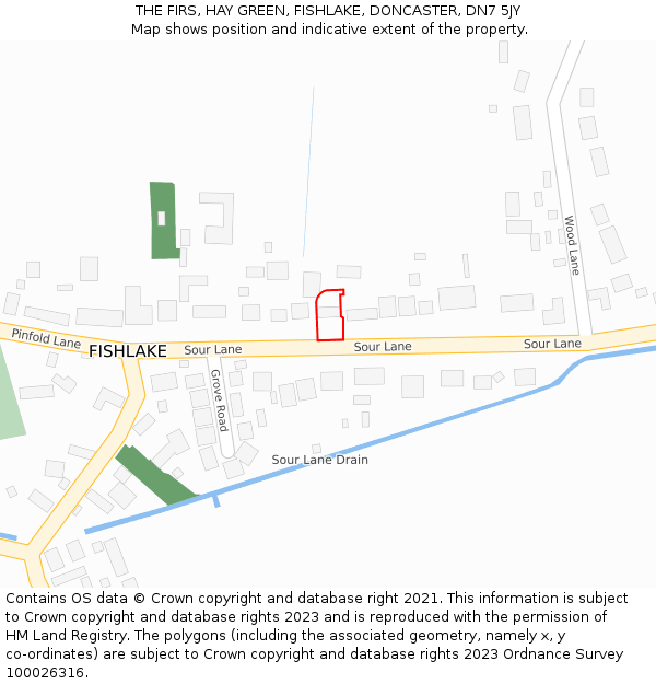 THE FIRS, HAY GREEN, FISHLAKE, DONCASTER, DN7 5JY: Location map and indicative extent of plot