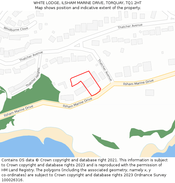 WHITE LODGE, ILSHAM MARINE DRIVE, TORQUAY, TQ1 2HT: Location map and indicative extent of plot