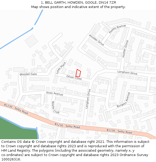 1, BELL GARTH, HOWDEN, GOOLE, DN14 7ZR: Location map and indicative extent of plot