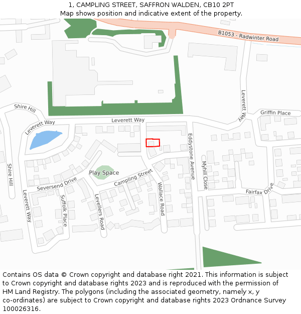 1, CAMPLING STREET, SAFFRON WALDEN, CB10 2PT: Location map and indicative extent of plot