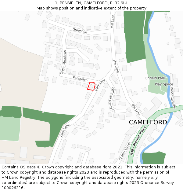 1, PENMELEN, CAMELFORD, PL32 9UH: Location map and indicative extent of plot