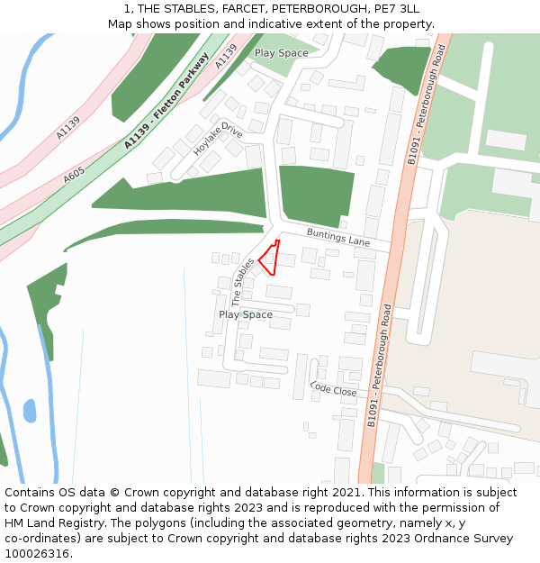 1, THE STABLES, FARCET, PETERBOROUGH, PE7 3LL: Location map and indicative extent of plot
