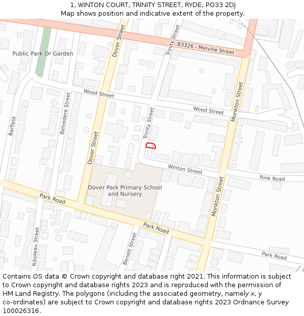 1, WINTON COURT, TRINITY STREET, RYDE, PO33 2DJ: Location map and indicative extent of plot