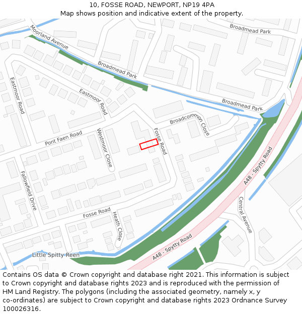 10, FOSSE ROAD, NEWPORT, NP19 4PA: Location map and indicative extent of plot