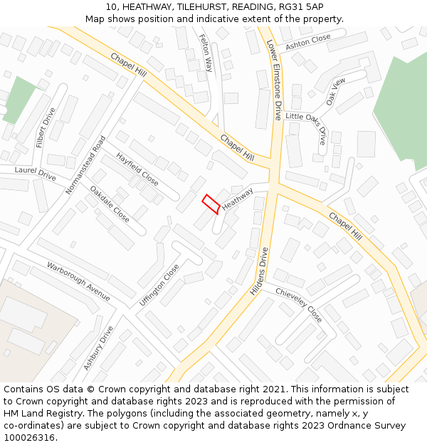 10, HEATHWAY, TILEHURST, READING, RG31 5AP: Location map and indicative extent of plot