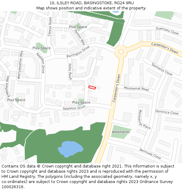 10, ILSLEY ROAD, BASINGSTOKE, RG24 9RU: Location map and indicative extent of plot