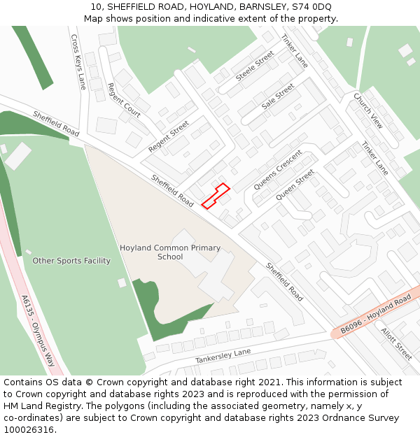 10, SHEFFIELD ROAD, HOYLAND, BARNSLEY, S74 0DQ: Location map and indicative extent of plot
