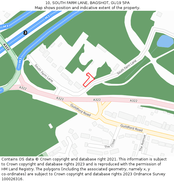 10, SOUTH FARM LANE, BAGSHOT, GU19 5PA: Location map and indicative extent of plot