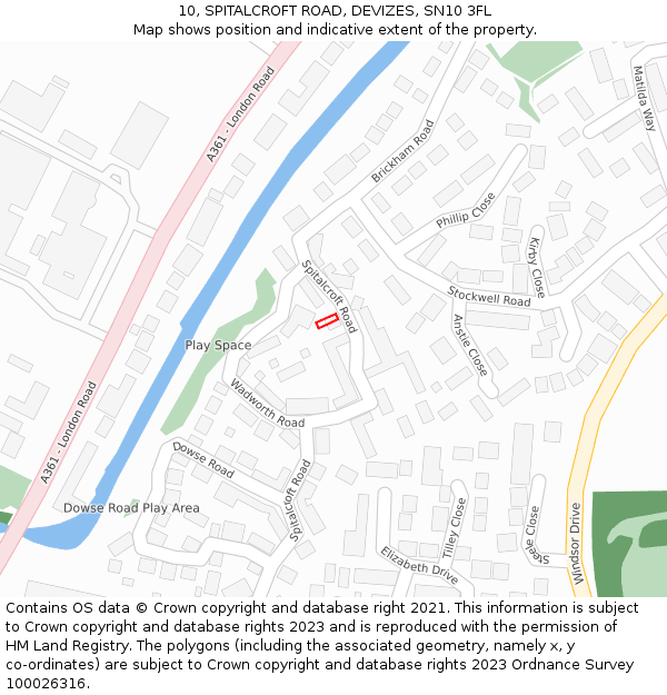10, SPITALCROFT ROAD, DEVIZES, SN10 3FL: Location map and indicative extent of plot
