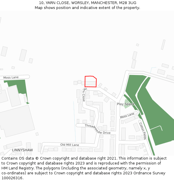 10, YARN CLOSE, WORSLEY, MANCHESTER, M28 3UG: Location map and indicative extent of plot